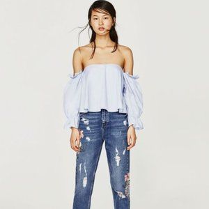 NWT Top With Off The Shoulder Neckline (Blue)